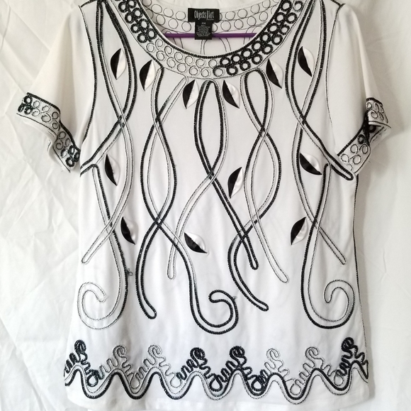 Womens black & white top (good with a suit) - Picture 1 of 3